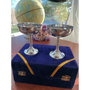 Pair of Vintage EPNS Goblets w/case
